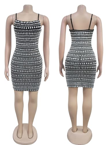 Image of Figdaw Adjustable Straps Rhinestone Bodycon Dress for Women Special Occasions