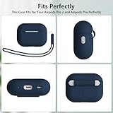 KOKOKA Case Cover Compatible for AirPods Pro 2 (2023/2022/2019) with Cleaner Kit and Lanyard, Soft Silicone Shock Absorbing Protective Case for AirPods Pro 2nd/1st Generation, Midnight Blue - Image 6