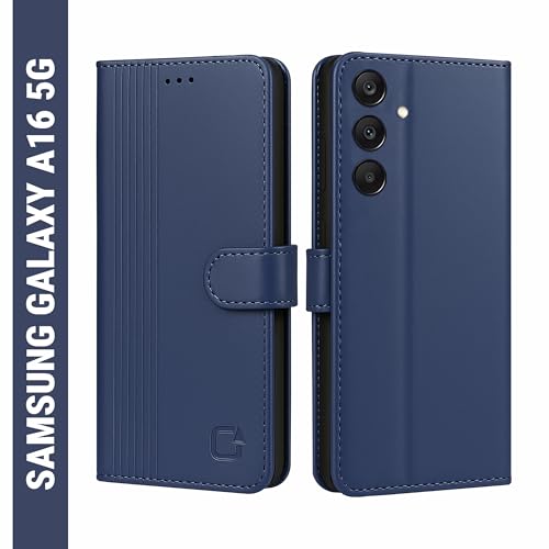 Image of AIBEX Shock Proof Flip Compatible for Samsung Galaxy A16 5G Flip Cover Leather Finish | Inside TPU with Card Pockets | Wallet Stand | Complete Protection Flip Case - Blue