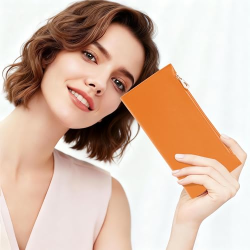 Image of Tipmile Slim Wallet for Women, RFID Blocking Credit Card Holder | Thin Compact Bifold Wallet with Zipper, Ladies Gift