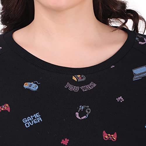 Image of Stories.Label Women Sweatshirt Full Sleeve | 100% Cotton Printed Winter Wear for Women | Casual Round Ribbed Neck Pullover Graphic Sweatshirt Tops | Regular & Plus Size (S-5XL)