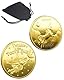 LEEQBCR Zahnfee Münzen, 2 PCS Zahnfee Geschenk mit Mustern Zahnfee Goldtaler Zahnfee Münze Gold, Goldmünzen Kinder Junge 2 Laubzähne Verlorenen Souvenir, Einhorn-Stil, geeignet für Mädchen