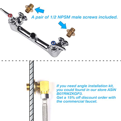 JZBRAIN Commercial Sink Faucet 8 Inch Center 42" Height Wall Mount