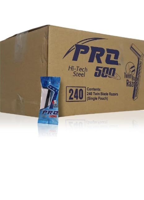 PRO500 Disposable Razors Individually Wrapping Pouch Pack Men Bulk Plastic Shavers Multipurpose Portable Manual Disposable Shavers for Bathing Hotel Travel(120 Pcs)