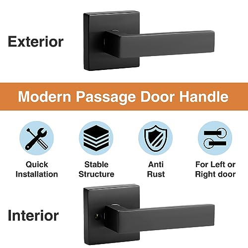Aeekel Matte Black Door Handle Interior Door Knob Passage Levers Set thumb #1