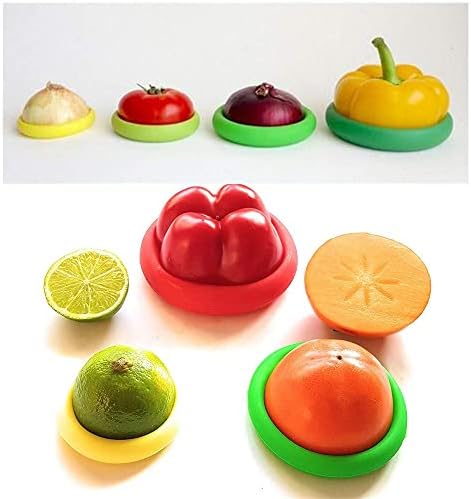 8 Pcs Reusable Silicone Lids Various Sizes of Silicone Caps Crisper Containers for Vegetable and Fruits