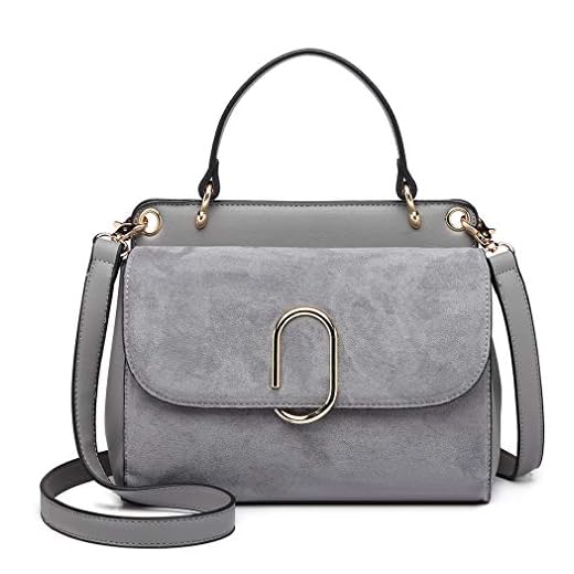 Miss Lulu Sac à Main Femme en Simili Cuir et Daim Sac Bandoulière Vintage Poignées