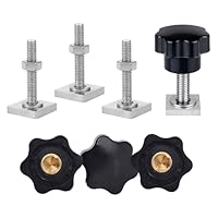 T Nut Adapter, Nutensteine Dachträger, T Nut Nutensteine, mit Sterngriffmutter und Unterlegscheiben, zur Befestigung von Fahrrädern, Dachboxen, Dachkörben, Skiausrüstung, 4 Stück，M6