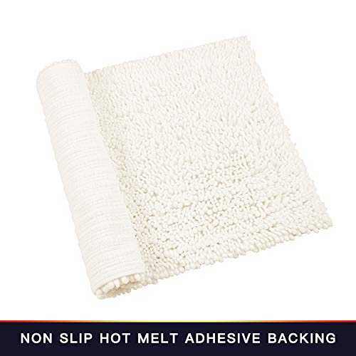 Walensee Bathroom Rug Non Slip Bath Mat (24X17 Inch Ivory) Water Absorbent Super Soft Shaggy Chenille Machine Washable Dry Extra Thick Perfect Absorbant Best Small Plush Carpet For Shower Floor #TOP4