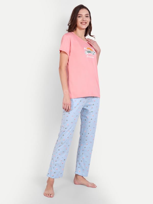 Image of Bedtime story Cotton Night Suit for Women Girls | Women's Cotton Printed Pant & Top Night Suit Set Pyjama Set Sleepwear Nightwear Nightdress Loungewear