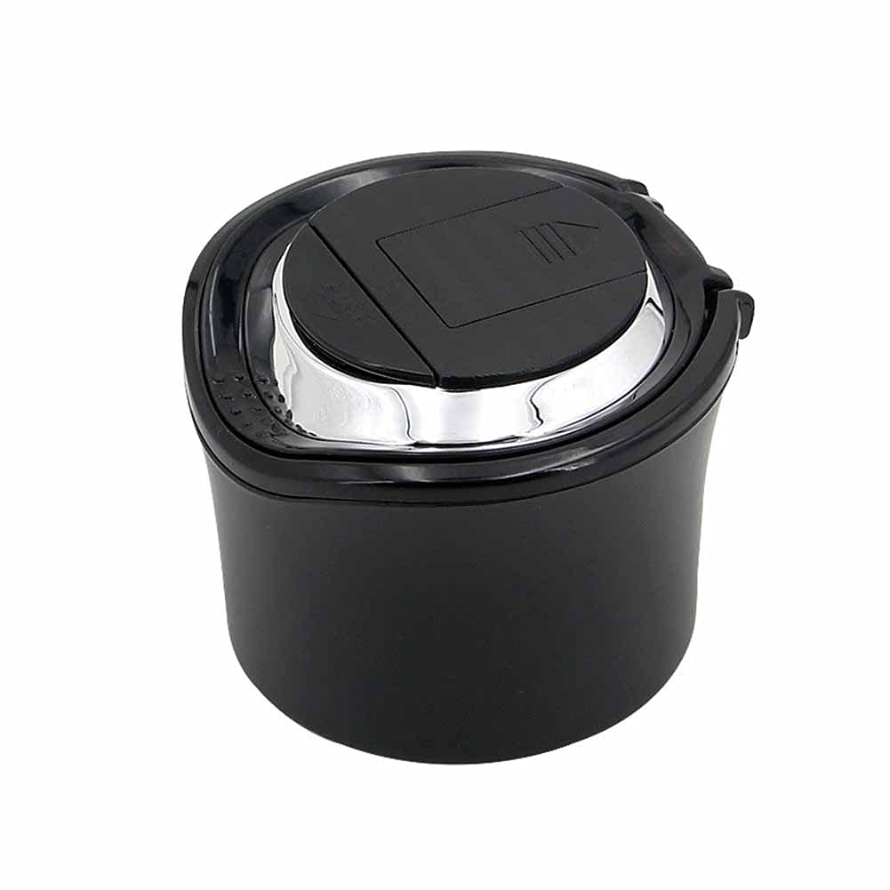 Surakey Car Ashtray Detachable Car Ashtray with Lid Blue LED Light Indicator Windproof Removable Holder Trash Can for Car Home Office and Travel (with Battery) Black