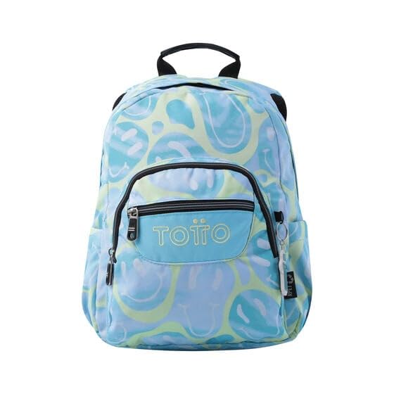 Mochila Totto Tempera escolar pequeña color azul Happy Flow