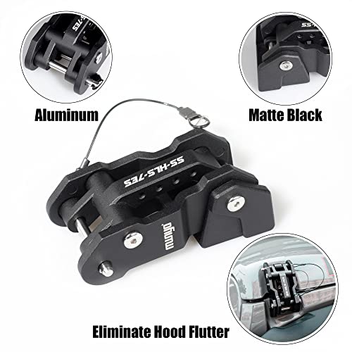 MWNYO Hood Latches Aluminum Hood Catch Replacement for Jeep Wrangler JK/JKU 2007-2017, JL/JLU 2018+ & Jeep Gladiator 2020+ with Painted, Patented Design (Black,1 Pair) by MWNYO - Image 3