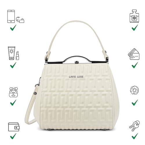 Image of Lavie Luxe Women's Fluffel Frame Satchel Handbag for Women | Satchel Bag for Work | Ladies purse | Stylish Shoulder Bag | Gift For Women