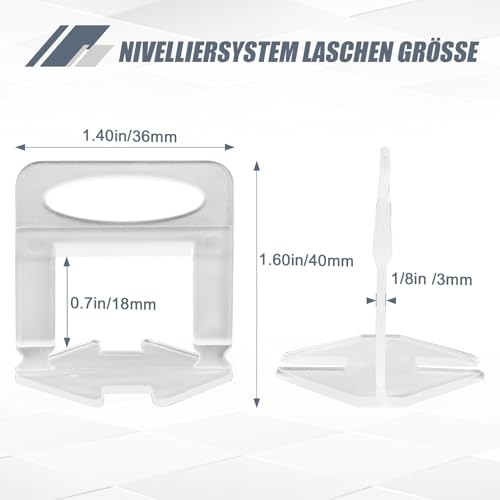Fliesen-Nivelliersystem, 500 Stück Standard Laschen Fugenbreite 3mm, Nivelliersystem Fliesen Nivellierhilfe Fliesenwerkzeug, Zuglaschen Fugenbreite Verlegehilfe für Fliesen Höhe 3-12 mm