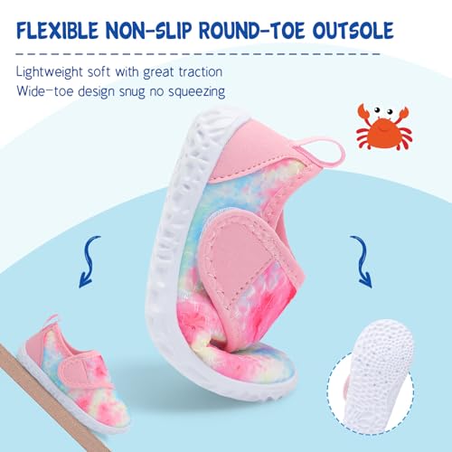 Image of LeIsfIt Toddler Water Shoes Boys Girls Barefoot Aqua Socks Kids Breathable Quick-Dry Swim Shoes for Beach Pool Surf