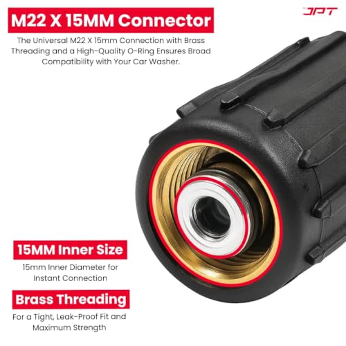 Image of JPT Ultra Heavy-Duty 8MTR Flexible High Pressure Washer Hose Pipe | M22 x 15MM Thread | Up To 450Bar / 6525PSI | PVC + PE Layers Build | Tangle & Kink Free Design