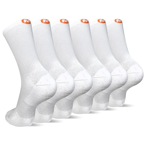 Image of Merrell Unisex Adult Men's and Women's Cushioned Cotton Crew Socks - 3 & 6 Pairs - Breathable Mesh Comfort Zones