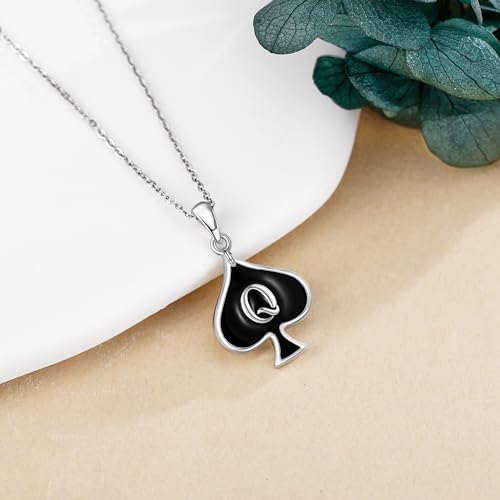 QUEEN OF SPADES Necklace 925 Sterling Silver Queen Card Pendant Necklaces Unique Queen of Spades Jewelry for Women HotWife Wife Lover2