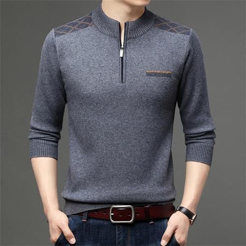 Men Winter Zipper Patchwork Knitting Pullovers Striped Solid Loose Sweaters Vintage Fashion Jumper2