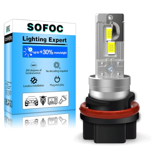 SOFOC HS5 Bombilla Led 500% Más Brillante Que Las Halógenas Para Motocicletas/Coches Luz De Carretera/Corta Blanca DC 12V-18V 60W 4000Lm Diseño De Luz De Carretera/Corta 1Pcs