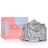 Boko 1.76oz Body Glitter Gel, Holographic Silver Liquid Chunky Glitter Lotion Unicorn Star Sequins for Face Hair and Body Makeup, Halloween Christmas Rave Accessories and Costume - Unicorn Carnival