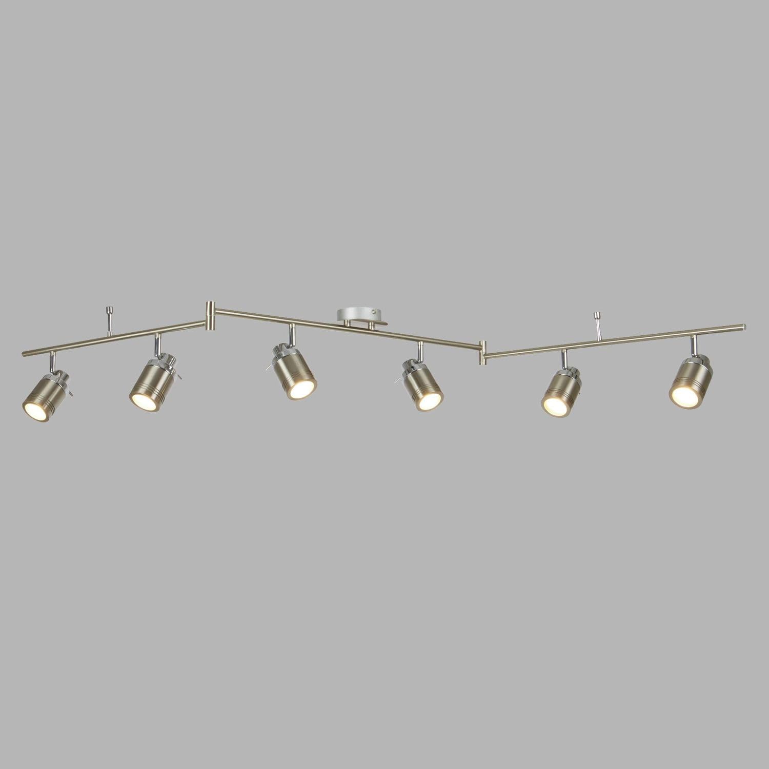 Licht-Erlebnisse Deckenstrahler IP44 180 cm lang XXL Badezimmerleuchte Decke 6-flammig in Silber matt GU10 Metall verstellbar Retro Design Deckenlampe Deckenleuchte