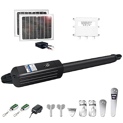 TOPENS A8S Automatic Solar Gate Opener for Heavy Duty Single Swing Gate Up to 18ft, Single Swing Gate Operator Battery Powered with Remote Control Kit Gate Motor Solar Panel Included