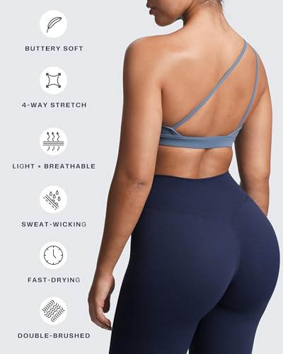 Image of Aoxjox Astoria One Shoulder Sports Bra | asymmetrical workout top, women's fitness training gym yoga crop tank, 4-way stretch, moisture-wicking