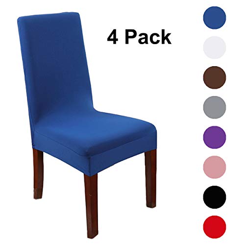 Fundas para Sillas de Comedor, Fundas Protectoras para Sillas , Funda para Silla Desmontable, Flexible y FÁCil de Limpiar,Adecuado para el Hogar, Restaurante, Bar, Etc.(4 Piezas) (4 piezas, Azul)
