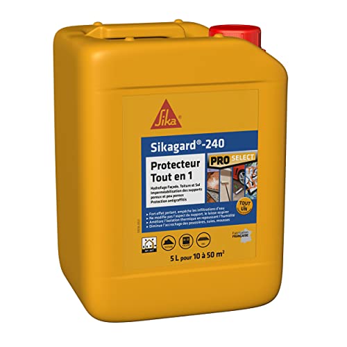 Sika Sikagard 240 Protecteur Tout en 1, Protection hydrofuge façade, mur, toiture et sol, 5L
