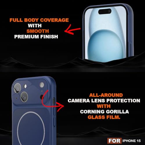 Image of SHINESTAR iPhone 15 Case - Premium Shockproof Protective Cover, Wireless Charging Compatible, Slim & Durable Luxury Back Cover with Camera Protection (Blue)