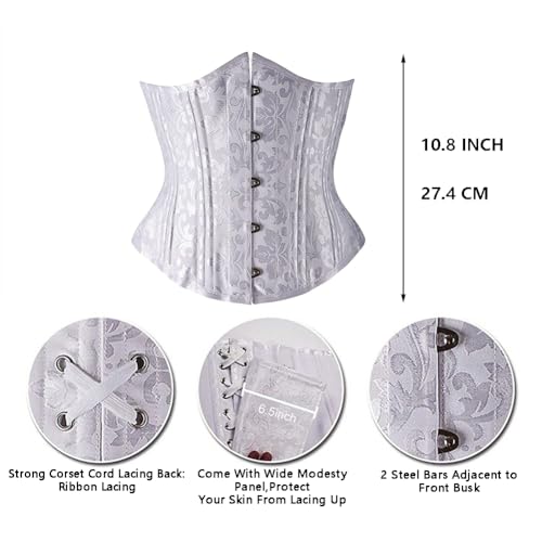 Image of Women Heavy Spiral 26 Steel Boned Underbust Corset Satin Heavy Duty Waist Training Shaper Cincher