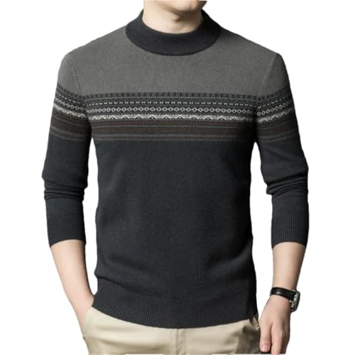 Men Leisure O Neck Geometric Paatern Contrast Style Knitting Sweater