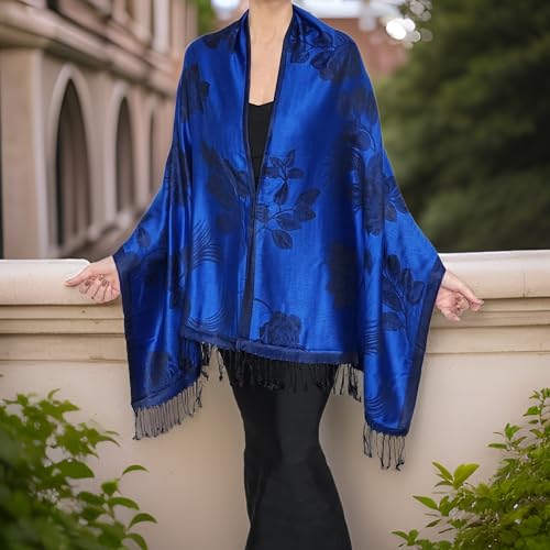 Soft Shawl Black Rose Scarf Fancy Wedding Wrap Dressy Women's Poncho3