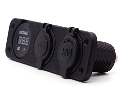 Cllena Triple Function Dual Usb Charger + Red Led Voltmeter + 12V Outlet Socket Panel Jack Marine For Digital Devices Mobile Phone Tablet #TOP3