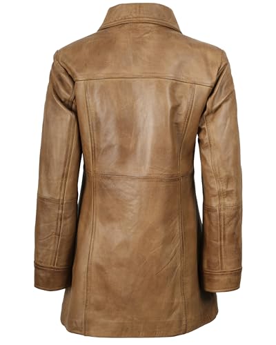 Image of Blingsoul Women's Lambskin Leather Car Coat - Vintage Real Long Leather Jacket for Women