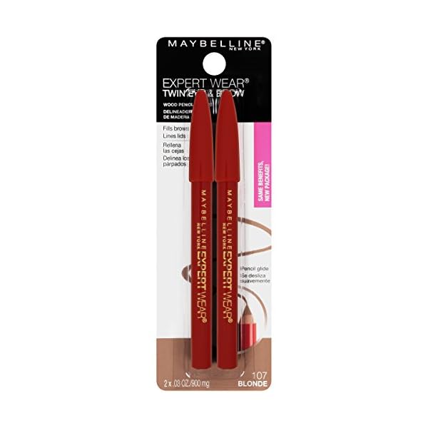 Maybelline New York Makeup Expert Wear Twin Eyebrow Pencils and Eyeliner Pencils, Light Brown Shade, 2 Count (Pack of 1) 59TC-04