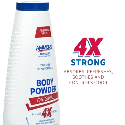 Image of Ammens Original Body Powder - Talc Free Body Powder with Naturally Derived Cornstarch - Free from Dye and Parabens - Soothes Itchy Skin - 11 oz (Pack of 6)