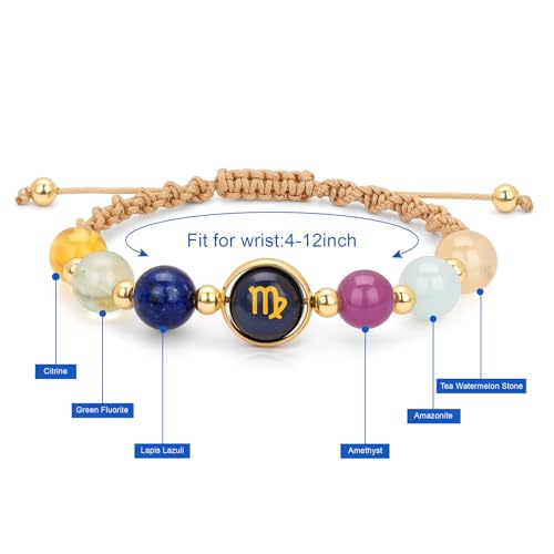Zodiac Crystal Bracelets for Women 12 Constellations Healing Crystal Beads Bracelet Birthday Natural Stone Zodiac Gifts Horoscope Spiritual Bracelet3