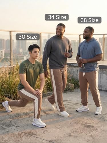 Image of GRECIILOOKS Trouser for Men | Man Relaxed Fit Trousers Twill Track Style | Straight Fit Wide Leg Trousers for Mens with Drawstring Waist | Korean Casual Travel Streetwear Pants