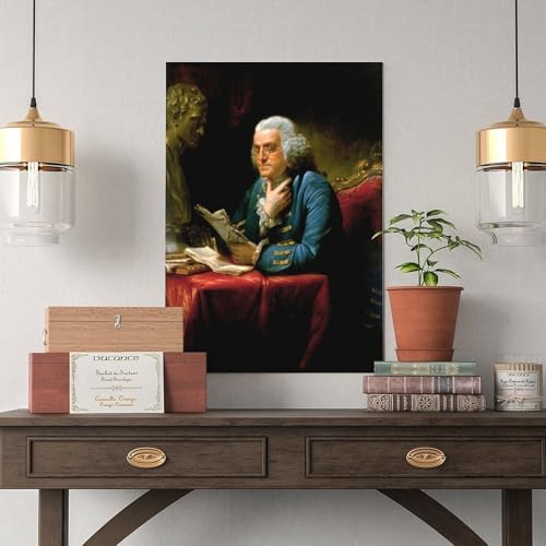 Portrait de Benjamin Franklin impression sur toile David Martin sans cadre 30x45 cm