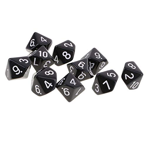 Yourandoll 10 STÜCKE Polyedrische Würfel D10 Würfel Dice Spielwürfel for DND RPG Tischspiele (Schwarz)