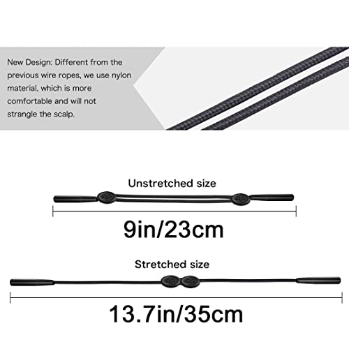 Glasses Strap Sports 3 pcs, Eyeglasses Strap Holder for Kids Women Men, Adjustable Sunglasses lanyard string chain，Reading eye glasses holders around neck, Eyewear Retainer (Black)4