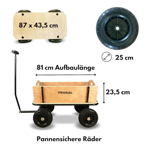 FROSAL Bollerwagen Holz Erik Extra Handwagen Holzbollerwagen Transportwagen Kinder Leiterwagen für große Menschen – Bild 6