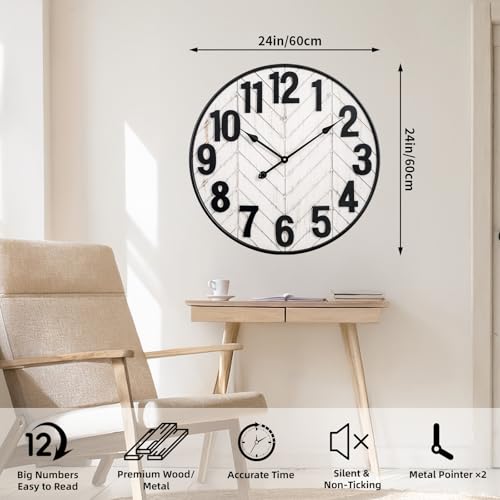 24 Inch Whitewashed Rustic Farmhouse Clock product image