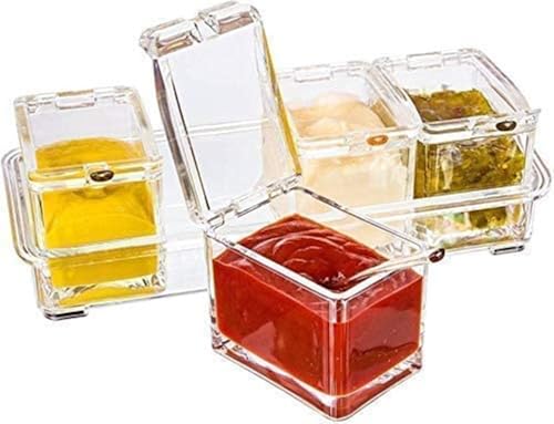 Image of Spice Box Set with Transparent Containers, Hinged Lids, Spoons and Tray