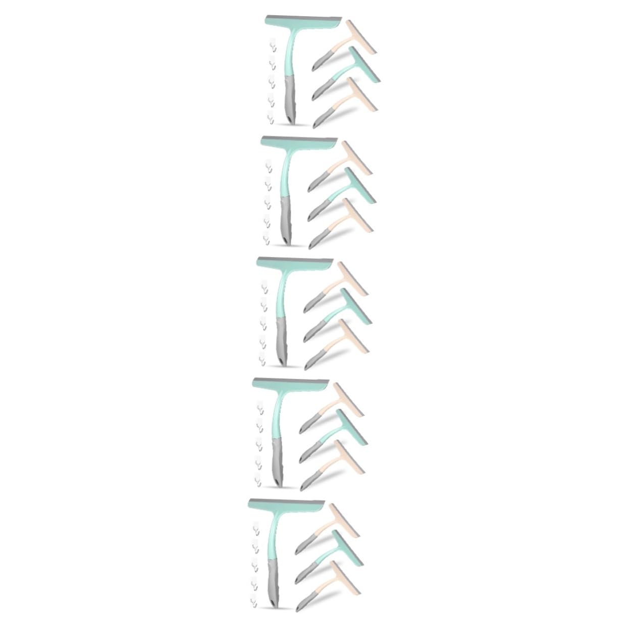 SHERCHPRY Rasquetas para Ducha con Gancho Limpiacristales Multiusos para Mamparas Y Puertas De Vidrio Diseño Ergonómico Y Colgador Práctico para Baño Y Coche 4 Piezas X 5