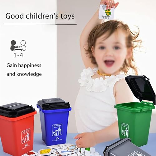 QYEW Toy for Children, 4-Piece Bin Toy, Garbage Truck Bin, Children’s Toy Sliding Vehicles, Rubbish Bin for Children, Toddlers, Children’s Toy, 6.5 x 6 x 4.5 cm