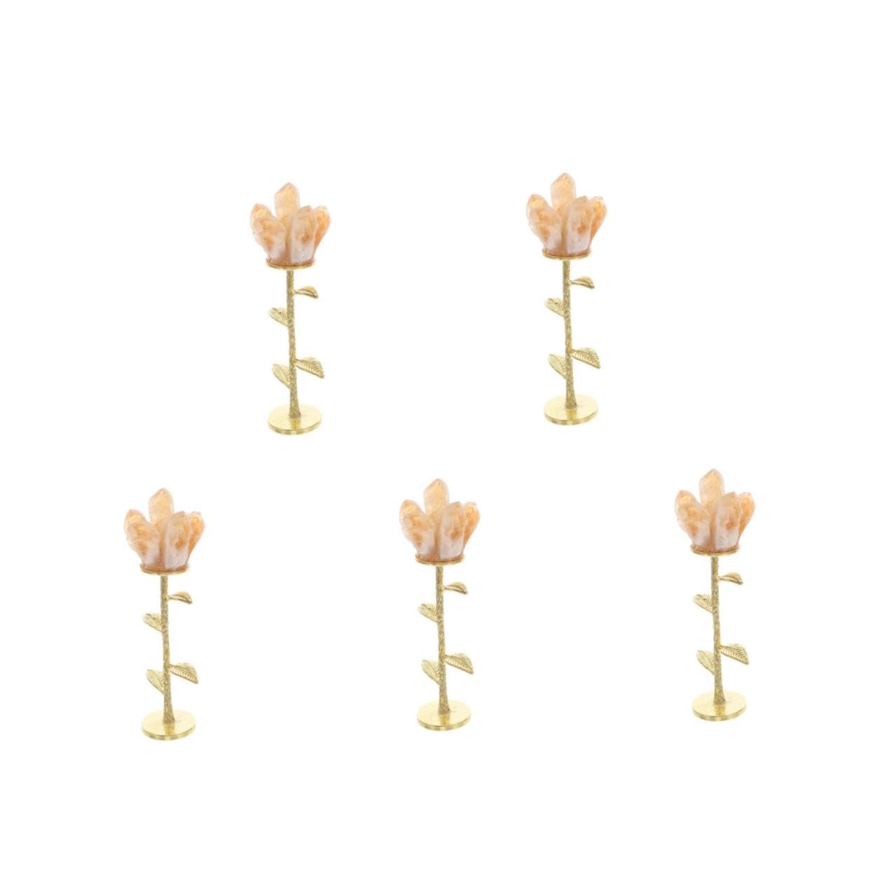 Rosa de cristal amarillo con detalles de metal elegante decoración de mesa fina PRETYZOOM
